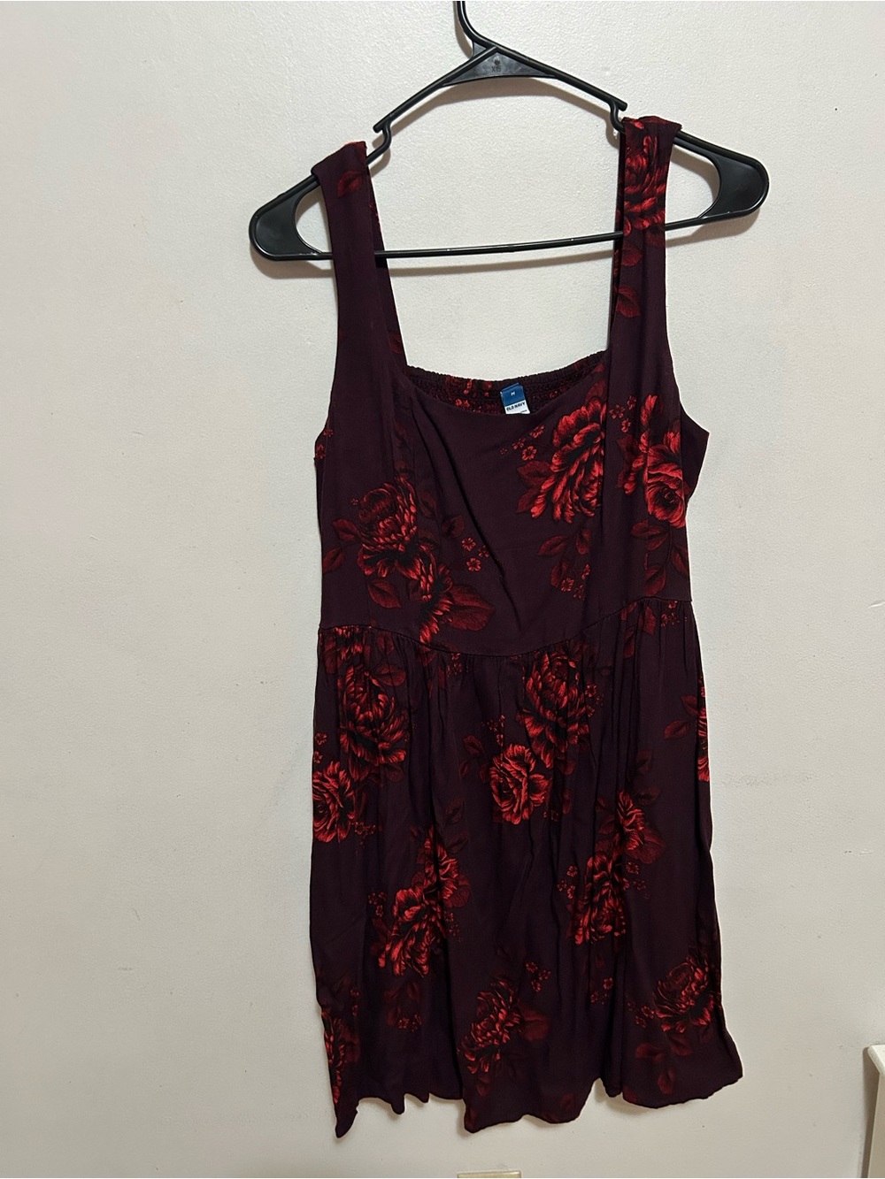 Old Navy Burgundy Floral Square-Neck Mini Dress - Picture 2 of 4